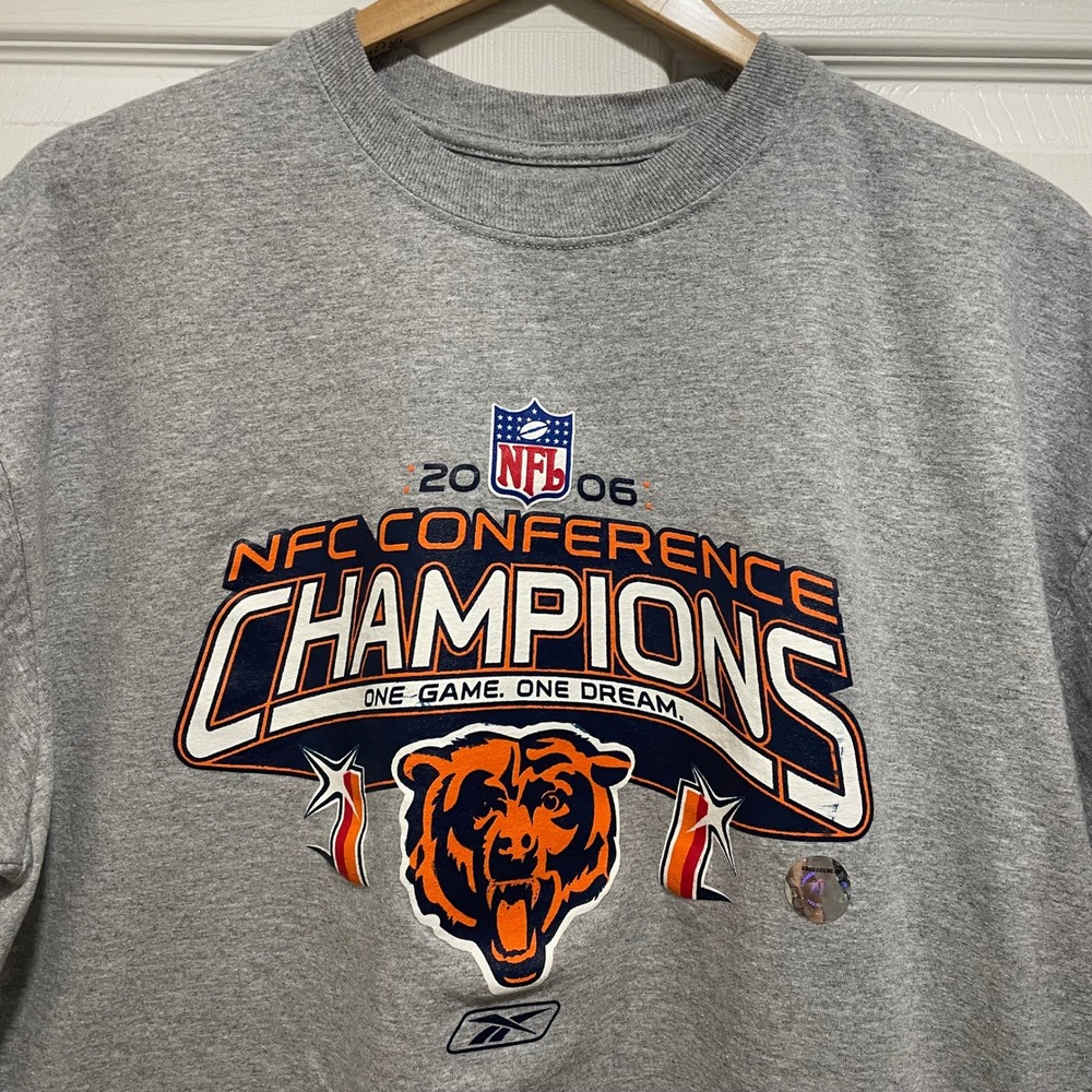 Chicago Bears NFL Reebok Mens T Shirt XL Gray 2006 NFC Champions Cotton Blend